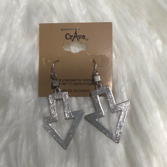 Silver Toned Dangle Arrow Earrings - Picture 3 of 4